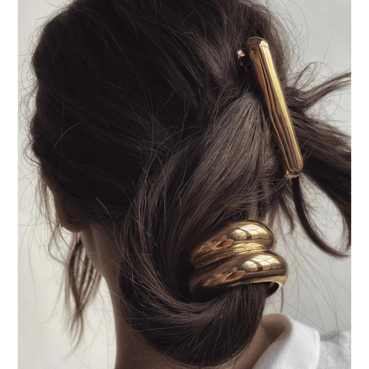 Unique metallic elastic hair tie for women, versatile minimalist geometric square headband hair accessory.