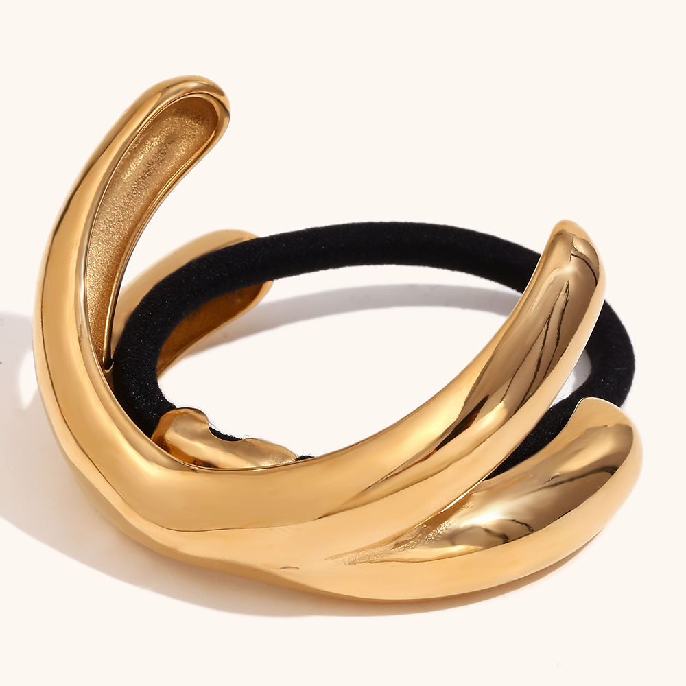 Unique, individualistic design: stainless steel antler-shaped elastic hair tie/band with 18K gold plating.