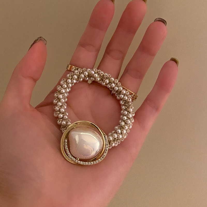 Heavy-duty pearl hair tie, elegant hair rope, new fashionable ponytail hair accessory, light luxury hair accessory