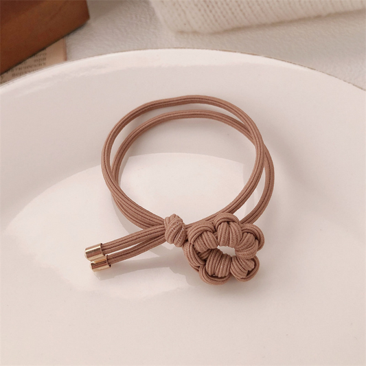 Simple handmade woven flower hair tie, high elasticity hair band, women's hair tie, elegant ponytail elastic band