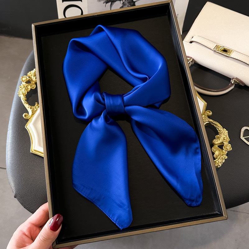 Solid color 70 silk scarf, new style, high-end small square scarf, versatile, imitation silk neckerchief, thin.