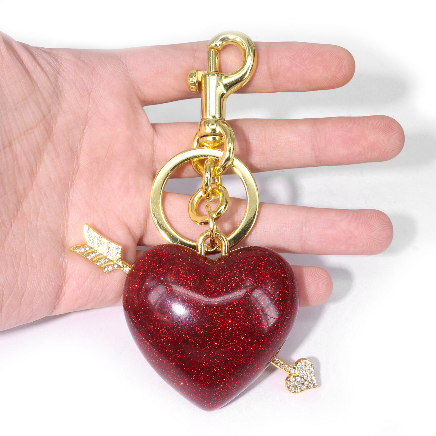 Red heart-shaped, cute-style alloy keychain