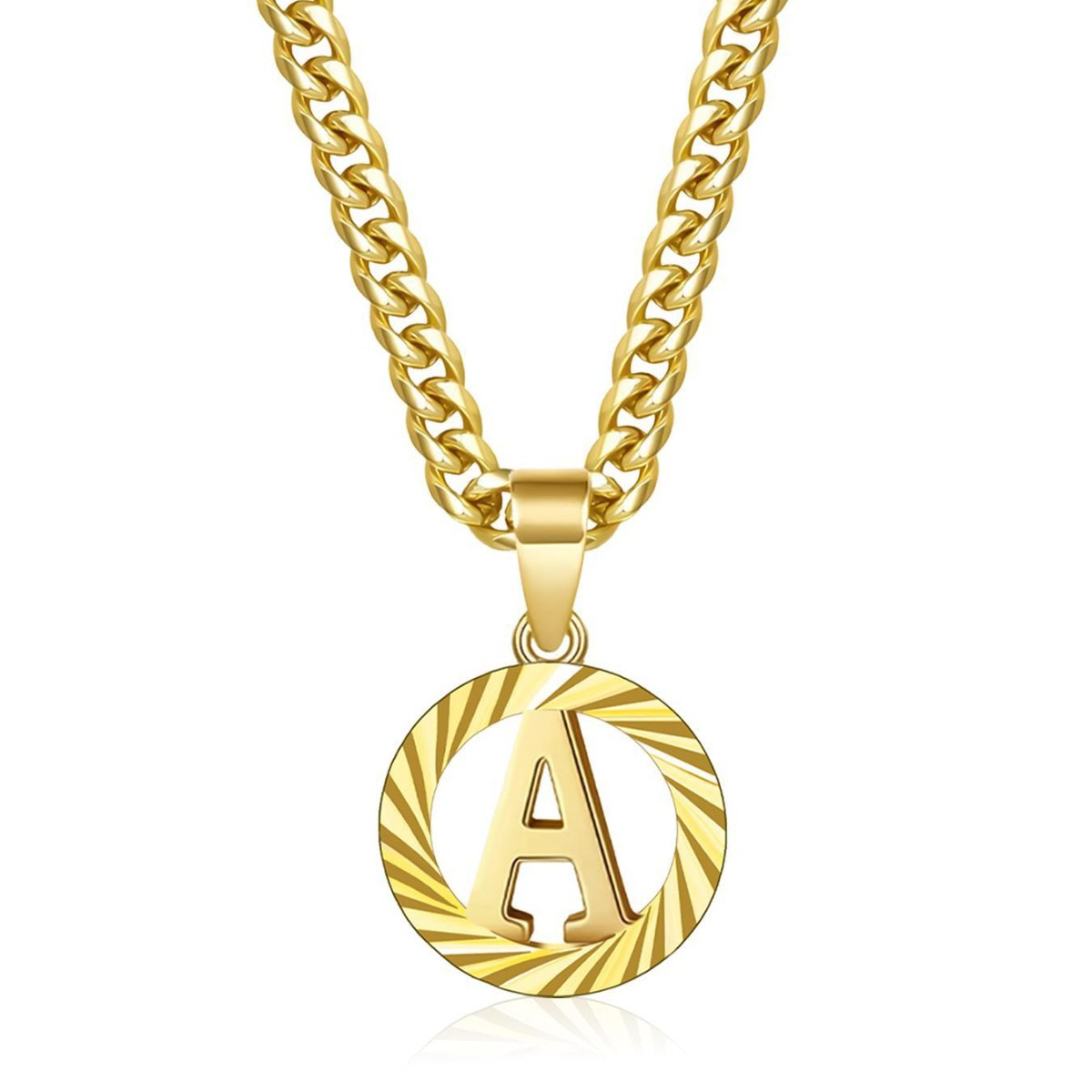 Hollow out 26-letter European and style gold letter simple collarbone necklace for women and men, Cuban chain, Christmas gift.