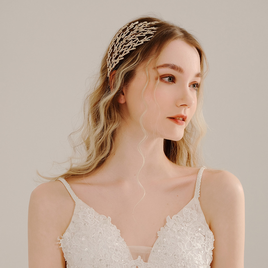Bridal hair accessories, hair follicles, wedding party accessories, headbands, wide-brimmed, versatile, luxurious rhinestone headbands