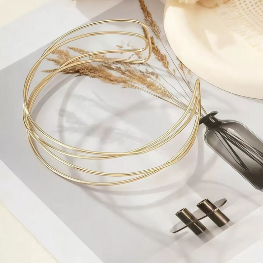 Gold-plated, multi-layered, cross-neck jewelry for women; elegant and simple openwork design.