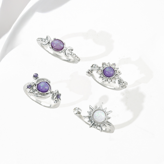Diamond-encrusted, luxurious and sophisticated geometric ring set for women