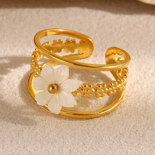 Retro French-style, personalized jewelry: a stainless steel, gold-plated ring with an open design, suitable for women.
