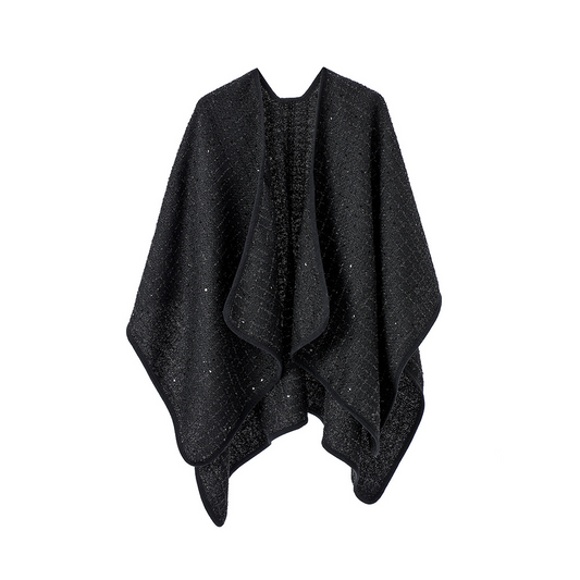 Black sequined wool shawl