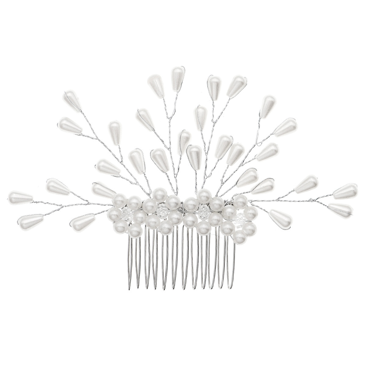Bridal hair accessory, handmade marquise rhinestone and pearl hair comb, beautiful and high-end updo comb for women.