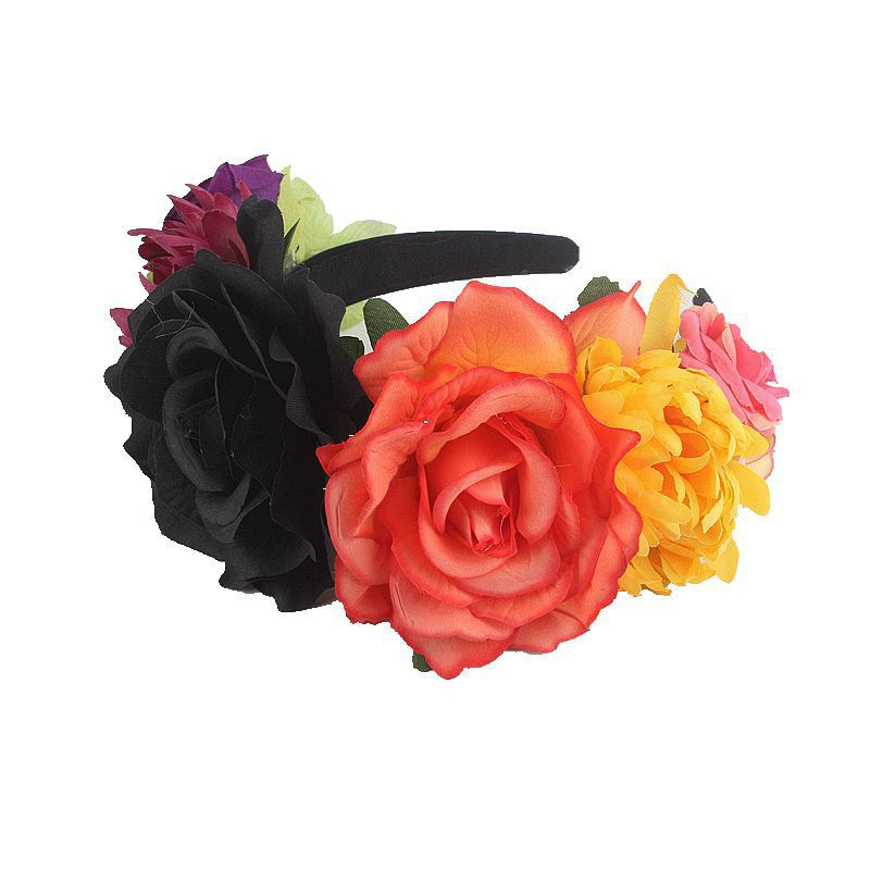 New Halloween Party Headband, European and  Style, Fashionable Beach Vacation Hair Clip, Simulated Rose Hair Accessory for Women