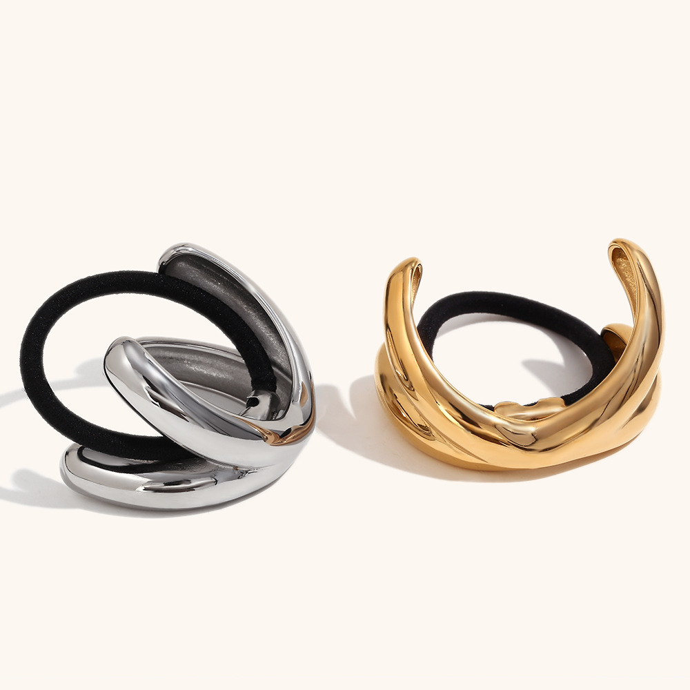 Unique, individualistic design: stainless steel antler-shaped elastic hair tie/band with 18K gold plating.