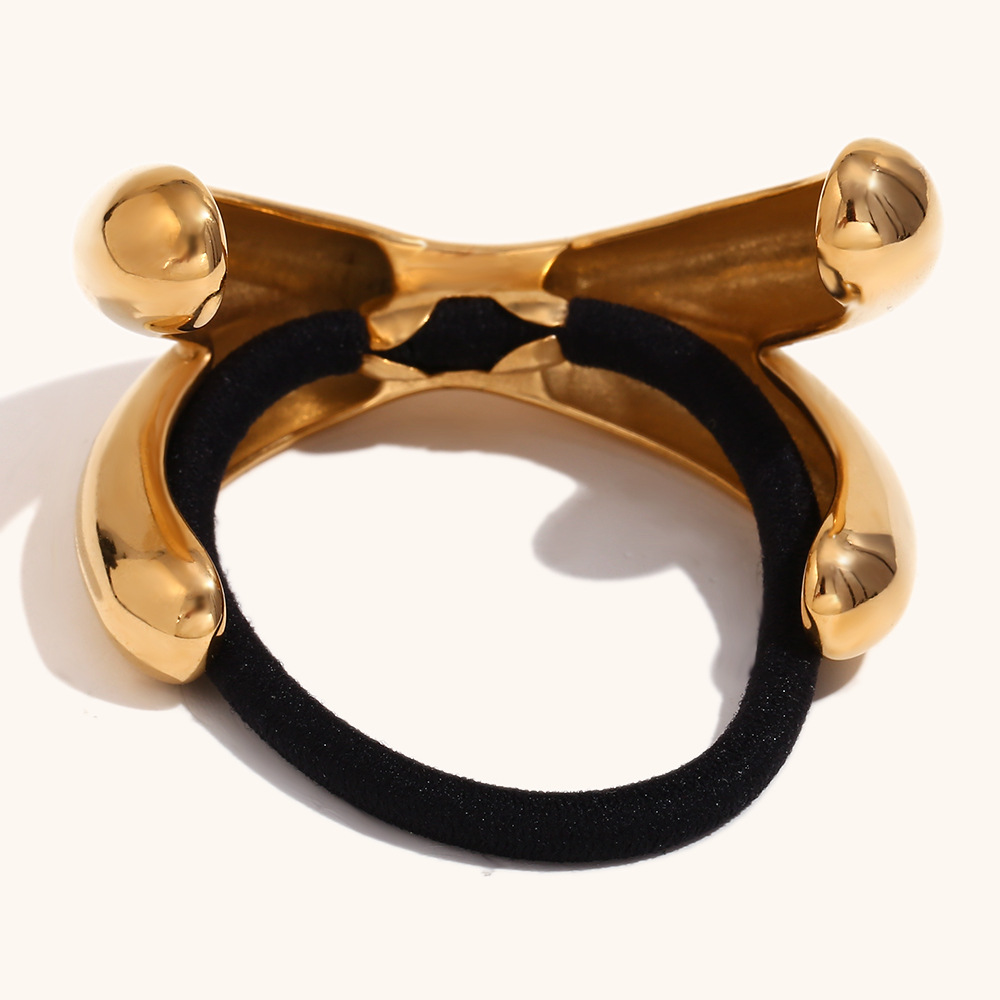 Unique, individualistic design: stainless steel antler-shaped elastic hair tie/band with 18K gold plating.