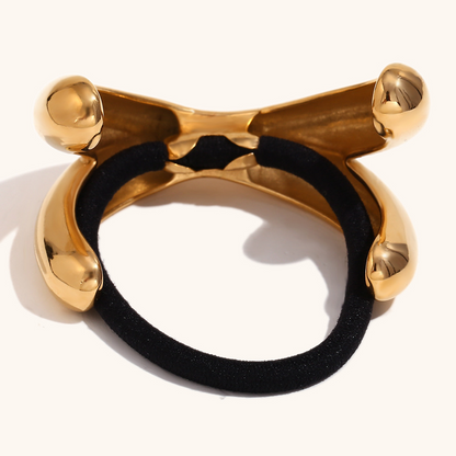 Unique, individualistic design: stainless steel antler-shaped elastic hair tie/band with 18K gold plating.