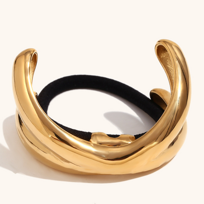 Unique, individualistic design: stainless steel antler-shaped elastic hair tie/band with 18K gold plating.