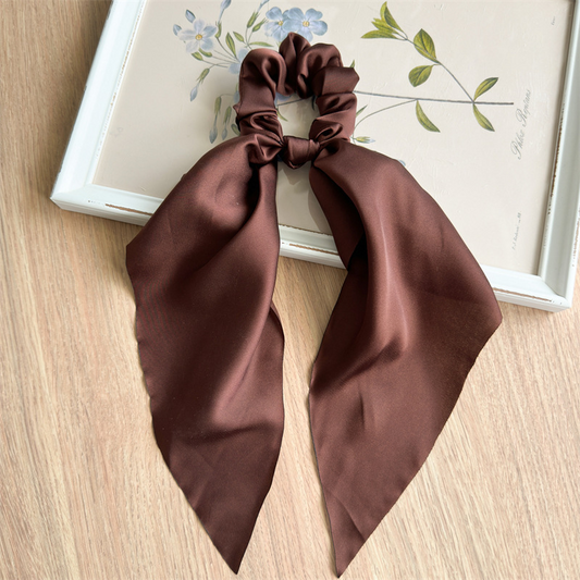 Satin fabric ribbon hair tie, European and American cross-border women's hair tie, ponytail square scarf scrunchie head accessory