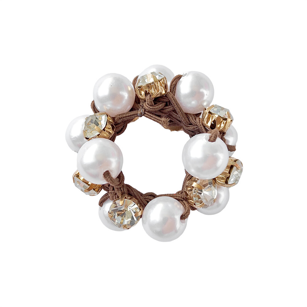 Women's hair accessories: pearl hair tie, elastic bun, rhinestone hair band, versatile ponytail hair tie