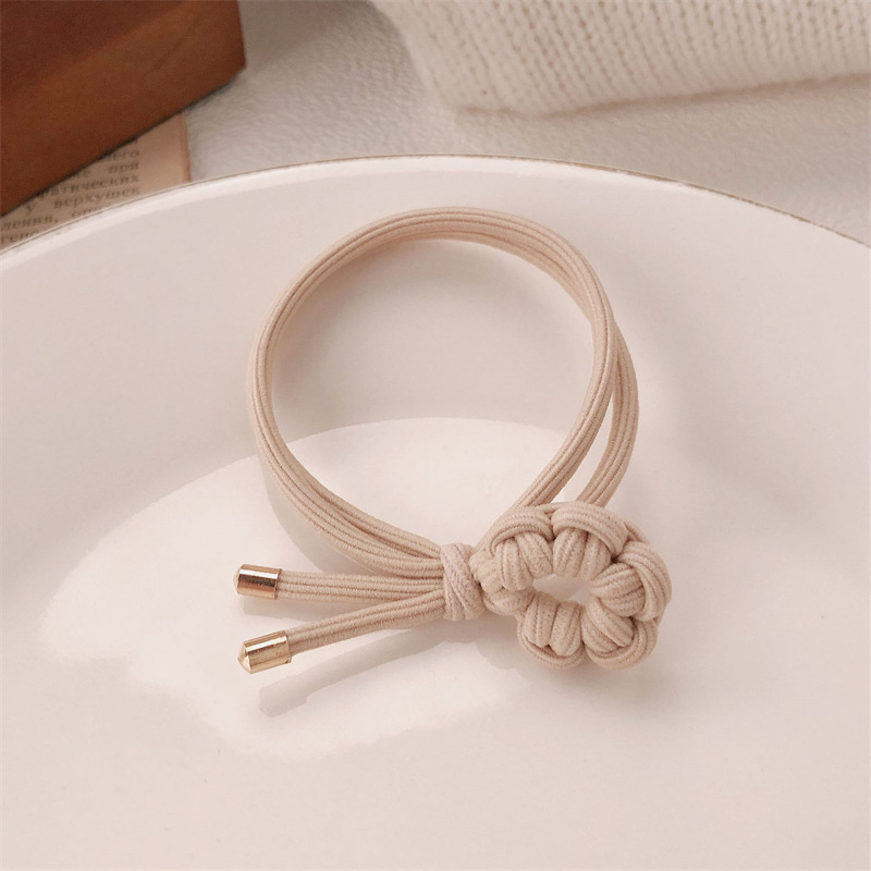 Simple handmade woven flower hair tie, high elasticity hair band, women's hair tie, elegant ponytail elastic band