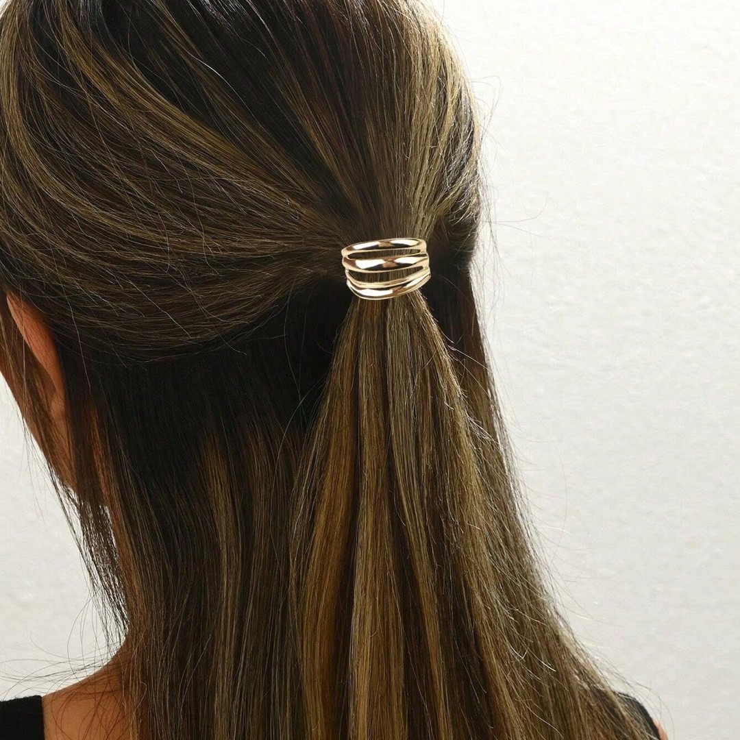 Metal hair ties, hair ropes, minimalist style, glossy finish, elegant and simple headwear, cross-border high elasticity ponytail hair ties and accessories