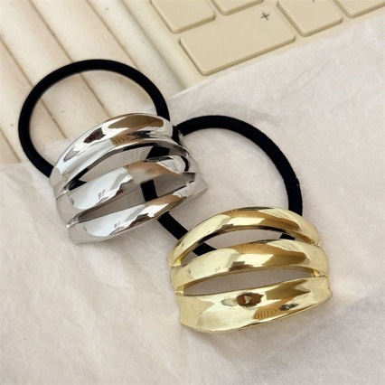 Metal hair ties, hair ropes, minimalist style, glossy finish, elegant and simple headwear, cross-border high elasticity ponytail hair ties and accessories