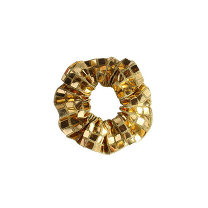 Sequin scrunchie, high-elasticity ponytail tie, sophisticated fabric hair accessory.