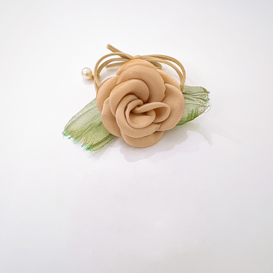 French-style fabric rose hair tie/bun hair accessory, super fairy-like, girly, high-end, Mori-style hair tie/hairband