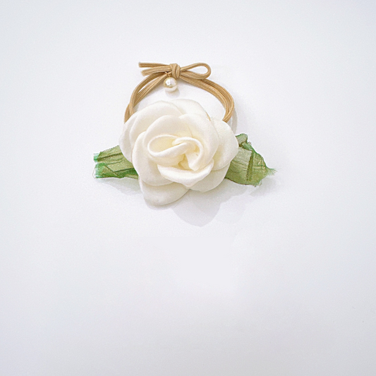 French-style fabric rose hair tie/bun hair accessory, super fairy-like, girly, high-end, Mori-style hair tie/hairband