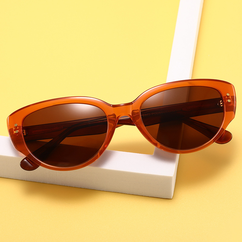Women's stylish cat-eye sunglasses, TR90 frame, acetate temples, perfect for travel, UV protection.