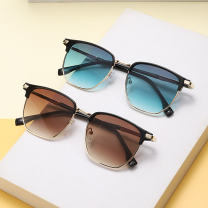 New stylish half-rimmed sunglasses for men and women, retro trendy metal  sunglasses, UV protection sunglasses.
