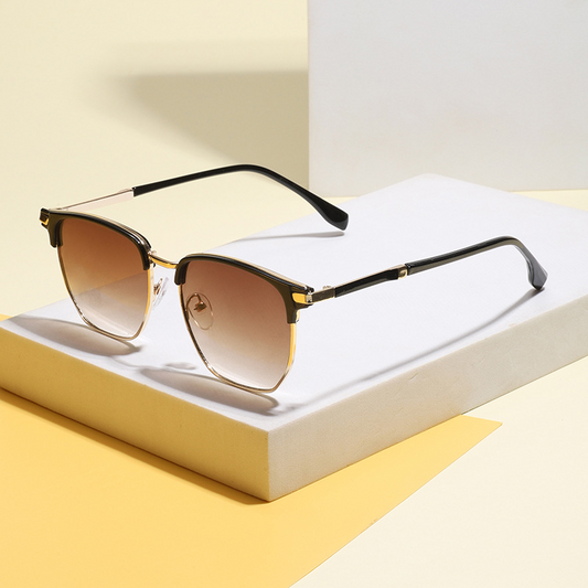 New stylish half-rimmed sunglasses for men and women, retro trendy metal  sunglasses, UV protection sunglasses.