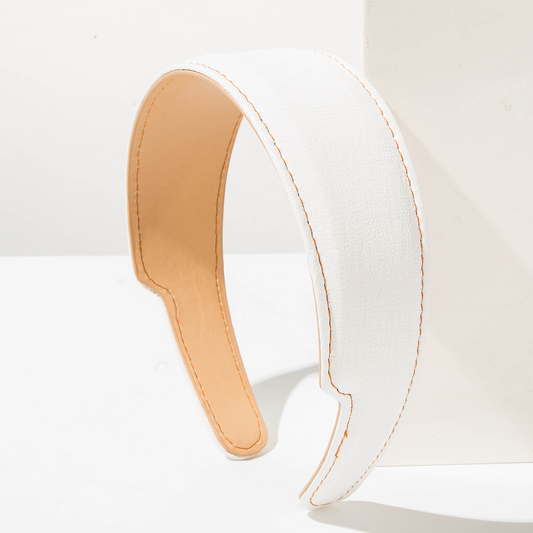 Simple, luxurious, and high-end leather headband for women; versatile, concave headband; wide-brimmed hair accessory for face washing and hair support.