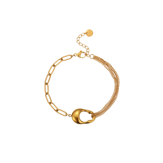 Minimalist stainless steel bracelet for women, with genuine gold plating for a luxurious and high-end look.