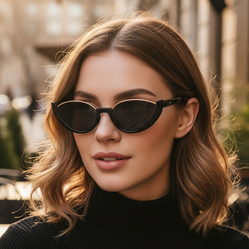 Fashionable 2026 New Half-Rim Cat-Eye Sunglasses - Versatile, Street Style, Simple, Trendy Glasses