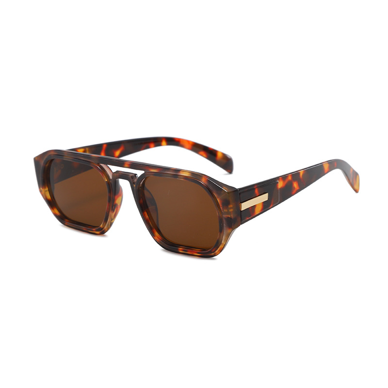 New unisex aviator sunglasses, high-end double-bridge fashion glasses, trendy square shape, European and  style.