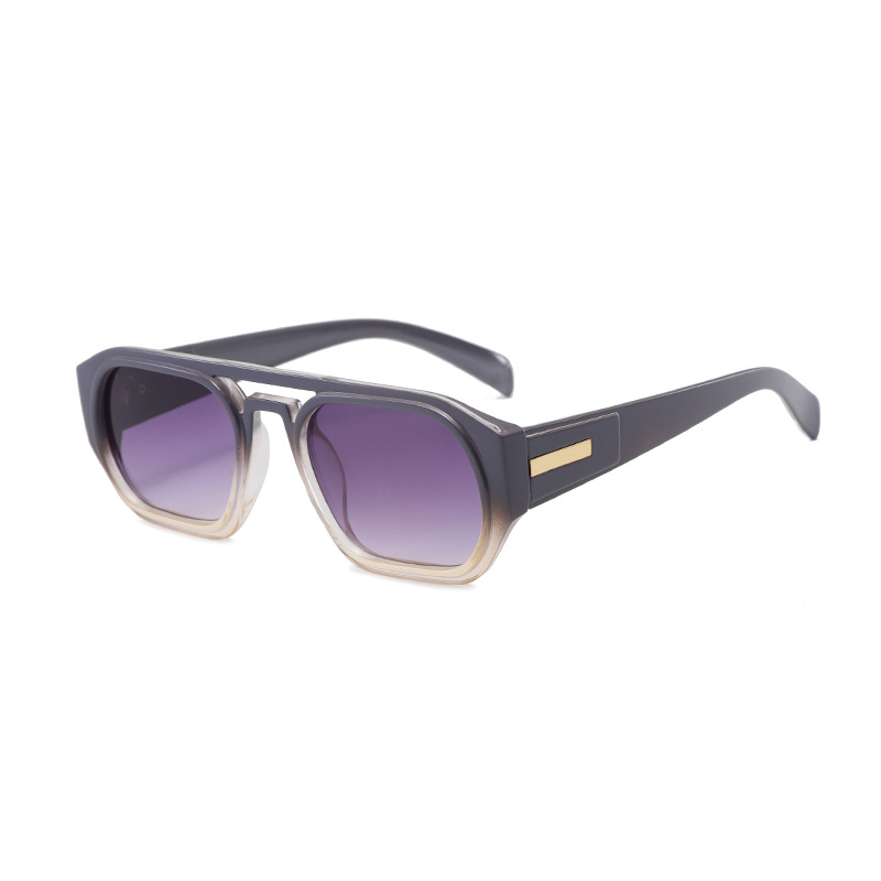 New unisex aviator sunglasses, high-end double-bridge fashion glasses, trendy square shape, European and  style.