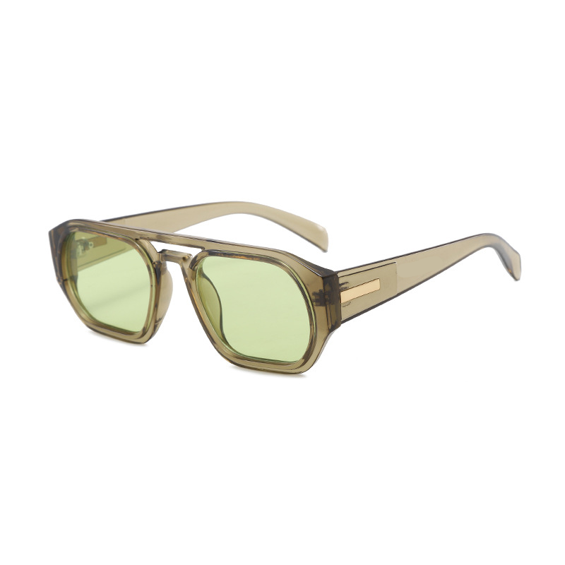 New unisex aviator sunglasses, high-end double-bridge fashion glasses, trendy square shape, European and  style.