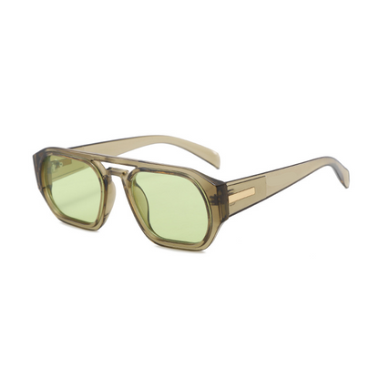 New unisex aviator sunglasses, high-end double-bridge fashion glasses, trendy square shape, European and  style.