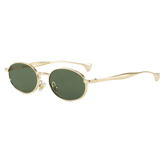 Metal oval frame sunglasses, unisex color-changing trendy Instagram style sunglasses, fashionable sun protection glasses, high-end feel