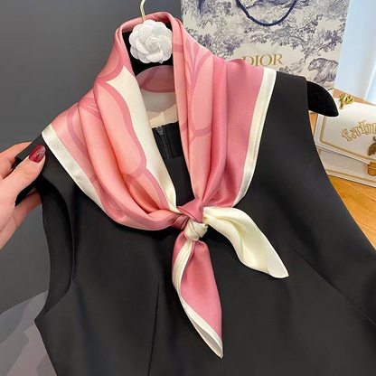Cherry blossom pink 70 small square scarf silk scarf women's spring and autumn stylish bag hair tie women's decorative scarf