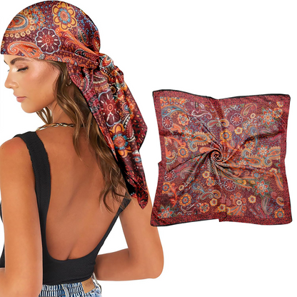 Vintage Bohemian Paisley Faux Silk Handkerchief, Women's Fashion Accessory, Headscarf, High-End Wholesale
