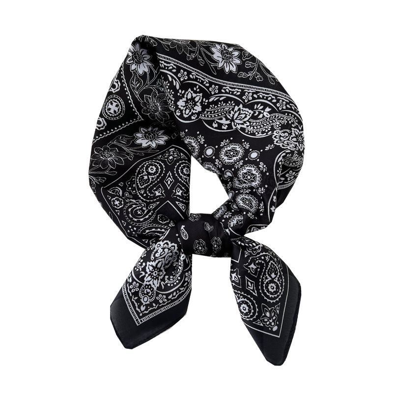 New retro sun protection small silk scarf, professional versatile small square scarf, headscarf, women's decorative neckerchief, headband