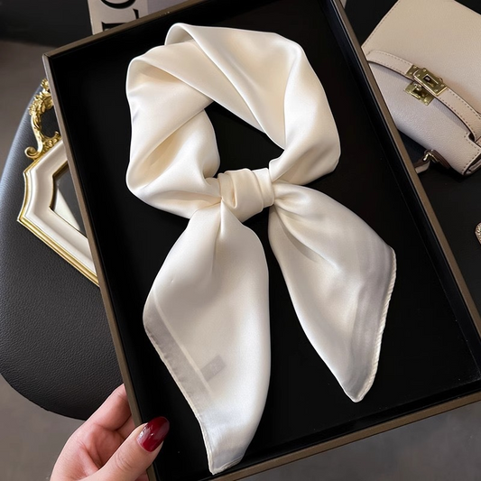 Solid color 70 silk scarf, new style, high-end small square scarf, versatile, imitation silk neckerchief, thin.