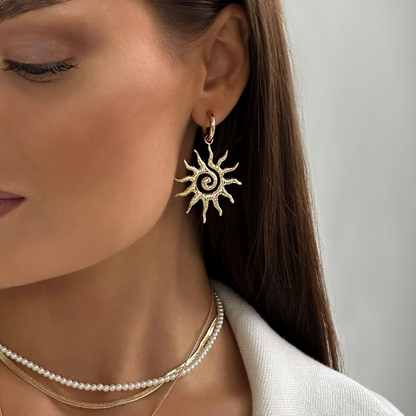 Wholesale sunflower earrings, European and   jewelry, women's light luxury niche high-end earrings, alloy accessories, new earrings