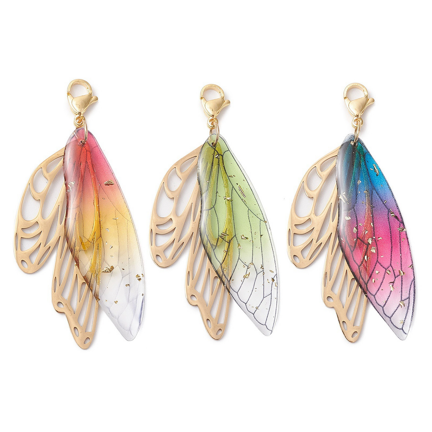 Fashionable butterfly-wing resin pendant, bag hook, keychain