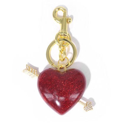 Red heart-shaped, cute-style alloy keychain
