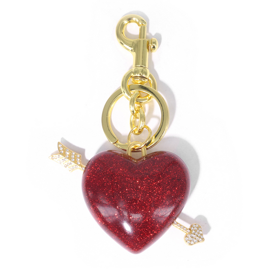 Red heart-shaped, cute-style alloy keychain
