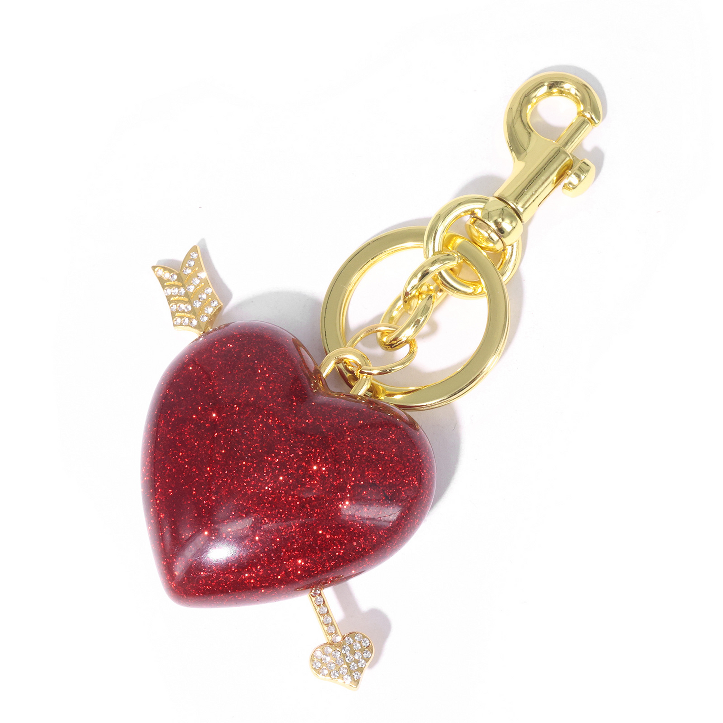 Red heart-shaped, cute-style alloy keychain