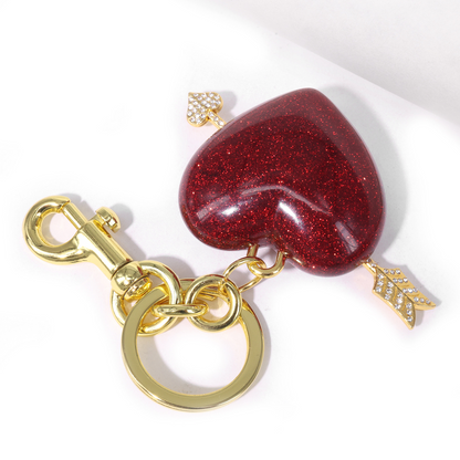 Red heart-shaped, cute-style alloy keychain