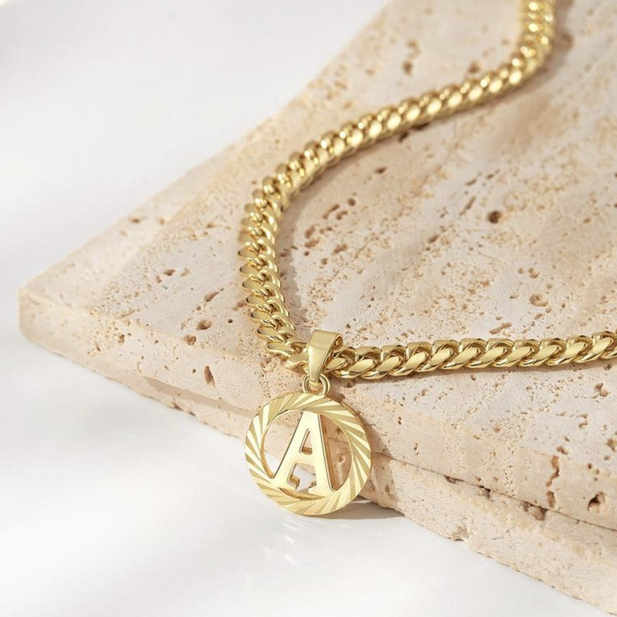 Hollow out 26-letter European and  style gold letter simple collarbone necklace for women and men, Cuban chain, Christmas gift.