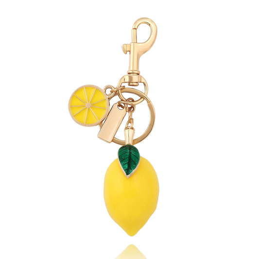Resin imitation fruit lemon keychain