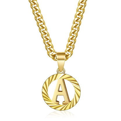 Hollow out 26-letter European and  style gold letter simple collarbone necklace for women and men, Cuban chain, Christmas gift.